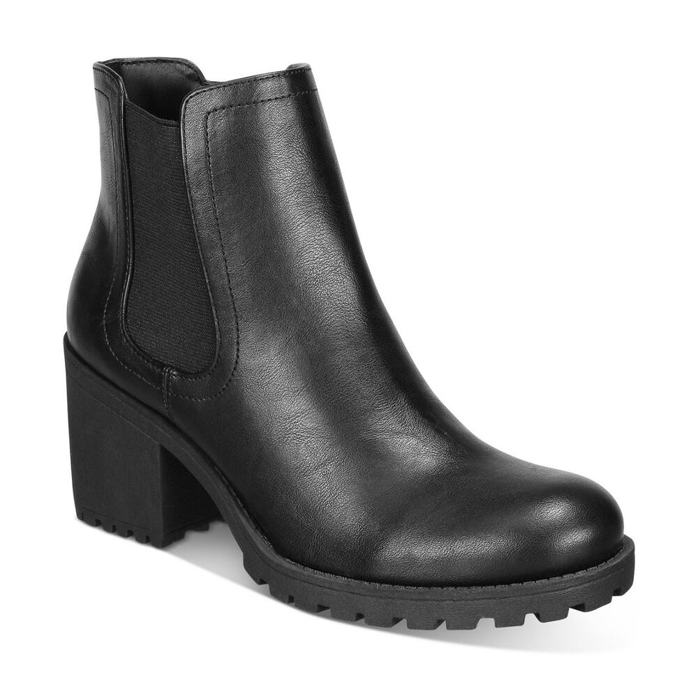 Sun + Stone Women's Morghan Lug Sole Block- Heel Booties Black Size 9